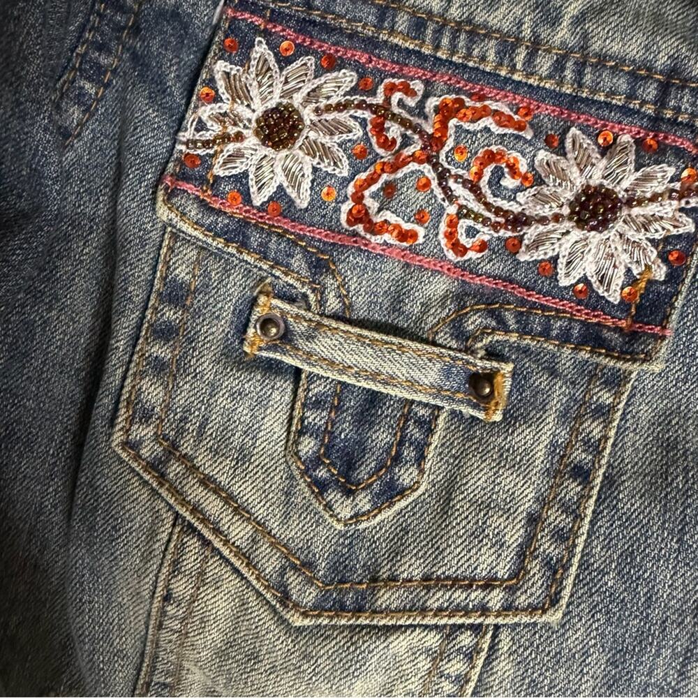 Y2K Cache McBling Denim Vest Floral Accents XS - Picture 5 of 9